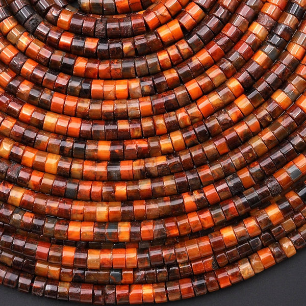 Rare Natural Red Tiger's Eye 4mm Heishi Beads 15.5" Strand
