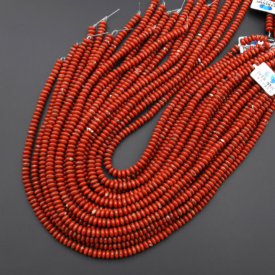 Natural Red Jasper 6mm Smooth Thin Rondelle Beads Thin Saucer 15.5" Strand