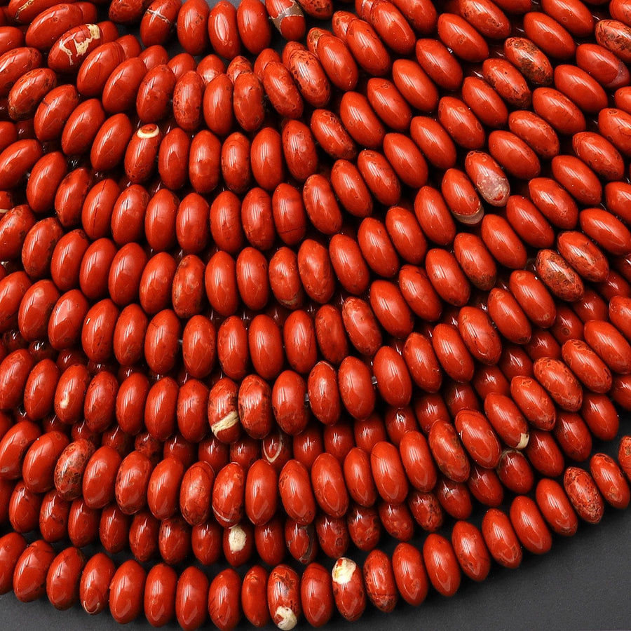 Natural Red Jasper 6mm Smooth Thin Rondelle Beads Thin Saucer 15.5" Strand