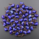 AAA Natural Blue Lapis Puffy Heart Pendant Side Drilled Gemstone Crystal Focal Bead