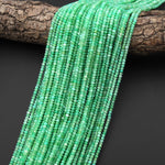 AAA Natural Australian Green Chrysoprase Faceted 3mm Rondelle Beads 15.5" Strand