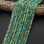 Genuine Natural Blue Green Golden Brown Turquoise 4mm Smooth Heishi Rondelle Beads 15.5" Strand