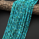 AAA Faceted Genuine Natural Blue Turquoise 4mm Cube Beads Gemstone 15.5" Strand