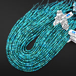 AAA Faceted Genuine Natural Blue Turquoise 4mm Cube Beads Gemstone 15.5" Strand