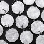 AAA Natural Rock Quartz Druzy Pendant 35mm 40mm Coin Disc Top Side Drilled Pristine White Icy Crystal