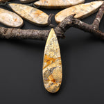 Natural Mexican Yellow Galaxy Jasper Pendant Top Side Drilled Long Teardrop Pendant