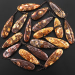 Natural Bird's Eye Rhyolite Long Teardrop Pendant Earthy Mauve Red Brown Jasper From Mexico