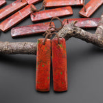 Rare Natural Sonora Sunrise Red Cuprite Rectangle Earring Pair Drilled Matched Gemstone Beads