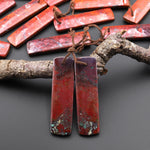 Rare Natural Sonora Sunrise Red Cuprite Rectangle Earring Pair Drilled Matched Gemstone Beads