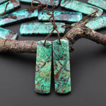 Rare Natural Green Blue Sonora Sunrise Cuprite Rectangle Earring Pair Drilled Matched Gemstone Beads