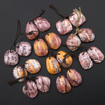 Natural Sonora Dendritic Rhyolite Jasper Freeform Oval Drop Shape Earring Drilled Gemstone Matched Beads Pair From Mexico
