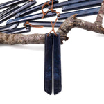 Rare Natural Midnight Dark Blue Onyx Thin Long Beveled Rectangle Spike Earring Pair Drilled Gemstone Matched Beads
