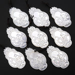 AAA Iridescent Carved Natural White Mother of Pearl Bird Ornament Amulet Pendant
