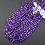 AAA Natural Purple Amethyst 2mm 3mm 4mm Faceted Cube Square Dice Beads 15.5" Strand