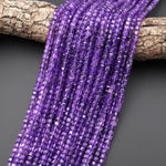 AAA Natural Purple Amethyst 2mm 3mm 4mm Faceted Cube Square Dice Beads 15.5" Strand