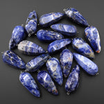 Natural Blue Sodalite Pendant Teardrop Translucent Crystal Pendulum