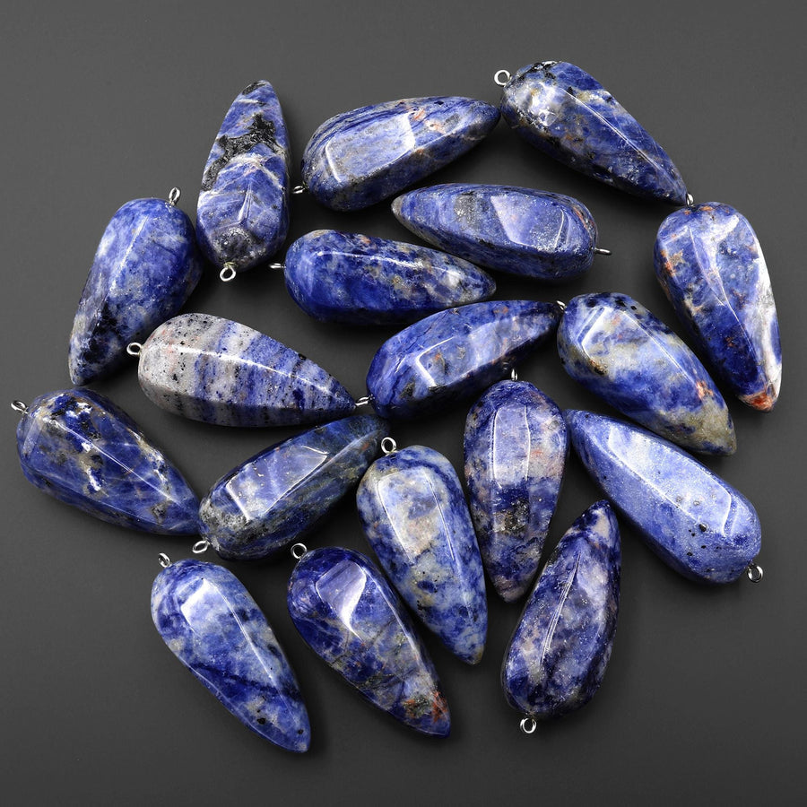 Natural Blue Sodalite Pendant Teardrop Translucent Crystal Pendulum