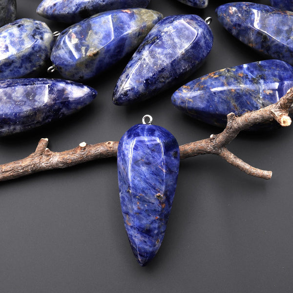 Natural Blue Sodalite Pendant Teardrop Translucent Crystal Pendulum A1