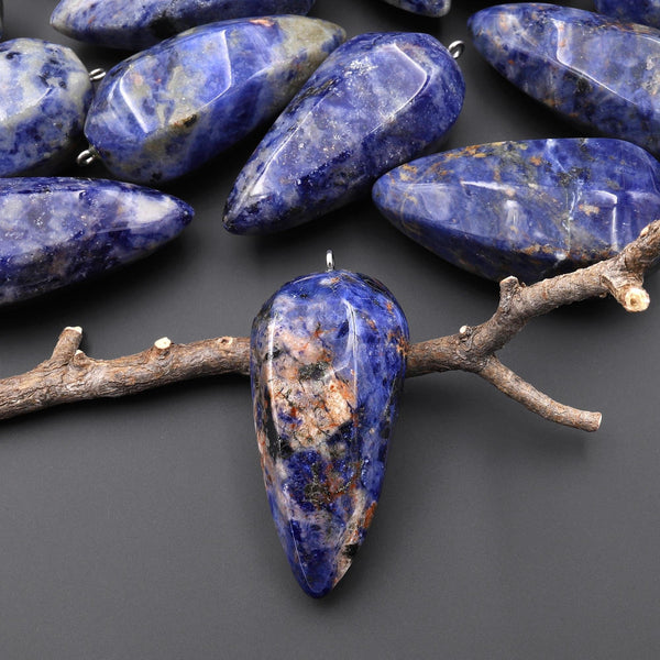 Natural Blue Sodalite Pendant Teardrop Translucent Crystal Pendulum A3