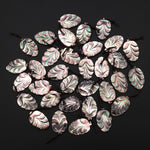 AAA Iridescent Hand Carved Natural Black Mother of Pearl Leaf Pendant