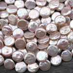AAA Real Genuine Natural Freshwater Pearl Iridescent Soft Powder Pink Coin Pearl 12mm Brilliant Nacre 15.5" Strand