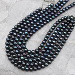 AAA Genuine Freshwater Black Peacock Pearl 9mm 10mm Round Beads 15.5" Strand