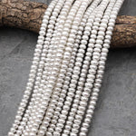 Genuine White Freshwater Pearl 8mm Rondelle Pearl Shimmery Iridescent Classic White Pearl 15.5" Strand