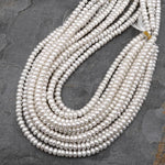 Genuine White Freshwater Pearl 8mm Rondelle Pearl Shimmery Iridescent Classic White Pearl 15.5" Strand