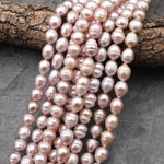 Genuine Natural Freshwater Iridescent Soft Pink Potato Teardrop Pearl 10mm 15.5" Strand