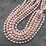 Genuine Natural Freshwater Iridescent Soft Pink Potato Teardrop Pearl 10mm 15.5" Strand