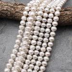 Genuine White Freshwater White Potato Nugget Pearl 10mm 12mm Shimmery Iridescent Classic White Pearl 15.5" Strand