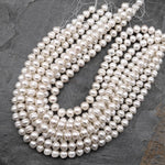 Genuine White Freshwater White Potato Nugget Pearl 10mm 12mm Shimmery Iridescent Classic White Pearl 15.5" Strand