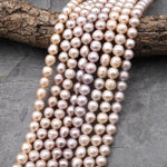 Genuine Natural Freshwater Soft Peach Pink Potato Rounded 10mmm Pearl 15.5" Strand