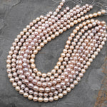 Genuine Natural Freshwater Soft Peach Pink Potato Rounded 10mmm Pearl 15.5" Strand