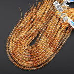 AAA Natural Golden Citrine Faceted 6mm Cube Gemstone Beads 15.5" Strand