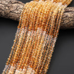 AAA Natural Golden Citrine Faceted 4mm Cube Gemstone Beads 15.5" Strand