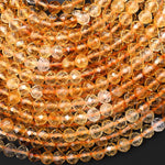 AAA Natural Citrine Faceted 6mm Round Beads Ombre Gemstone 15.5" Strand