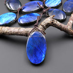 AAA Natural Blue Labradorite Oval Pendant Drilled Gemstone