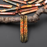 Natural Red Creek Jasper Linear Thin Spike Beveled Rectangle Earring Pair Matched Gemstone Beads