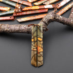 Natural Red Creek Jasper Linear Thin Spike Beveled Rectangle Earring Pair Matched Gemstone Beads