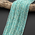 Natural Peruvian Amazonite 4mm Faceted Thin Rondelle Beads Gemstone 15.5" Strand