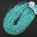 Natural Peruvian Amazonite 4mm Faceted Rondelle Beads Aqua Blue Gemstone 15.5" Strand