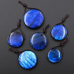 AAA Natural Blue Labradorite Smooth Coin Pendant