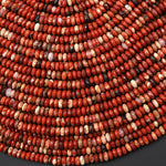 Faceted Natural Brecciated Red Jasper 4mm Thin Rondelle Beads 15.5" Strand
