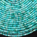 Natural Peruvian Amazonite 4mm Faceted Rondelle Beads Aqua Blue Gemstone 15.5" Strand