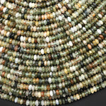 Faceted Natural Green Lodalite Quartz 4mm Thin Rondelle Beads 15.5" Strand