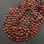 Natural Mahogany Obsidian Faceted Heart Beads 12mm Gemstone 15.5" Strand