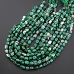 Natural African Green Jade Freeform Pebble Nugget Beads 15.5" Strand
