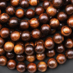 Large Hole Beads 2mm Drill Natural Black Rosewood Beads 8mm 10mm 12mm Dark Brown Wood Great For Mala Prayer Meditation Therapy 8" Strand