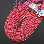 AAA Micro Faceted Natural Pink Thulite 4mm Round Beads Gemstone From Norway 15.5" Strand